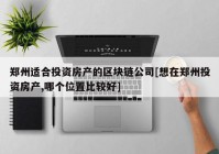 郑州适合投资房产的区块链公司[想在郑州投资房产,哪个位置比较好]